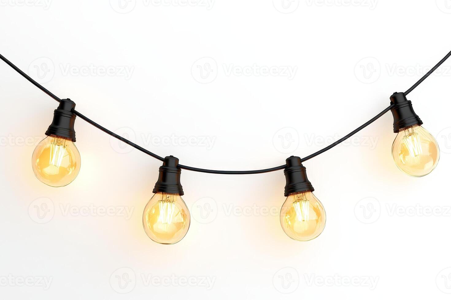 String of Warm Edison Bulb Lights Against a Clean White Background photo