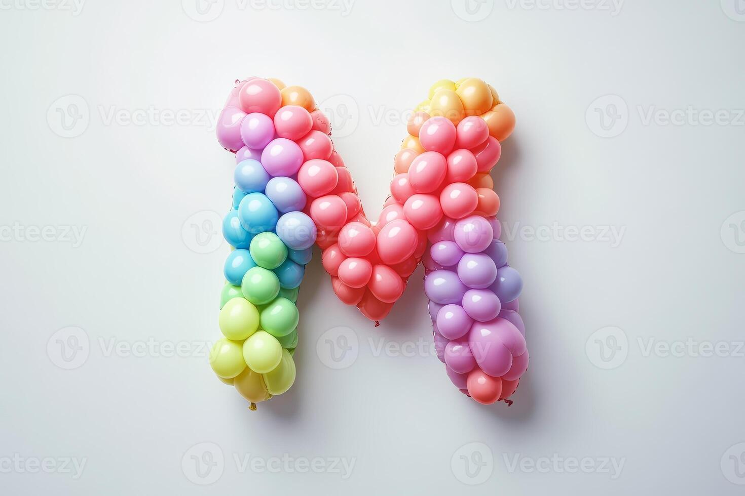 Colorful Balloon Letter M on White Background with Rainbow Gradient Effect photo