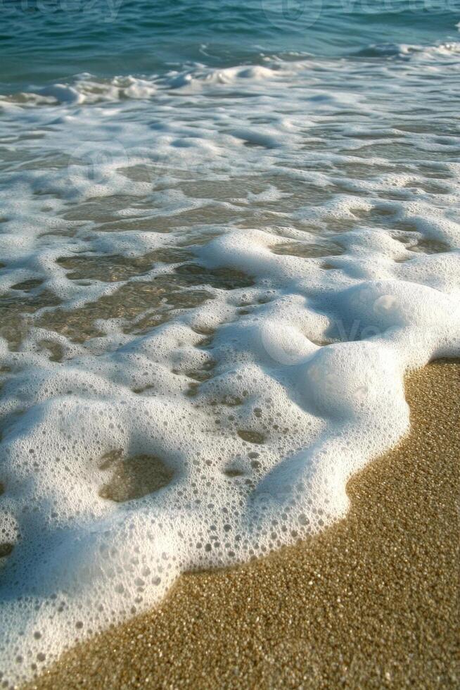 The ocean is calm and the water is white photo