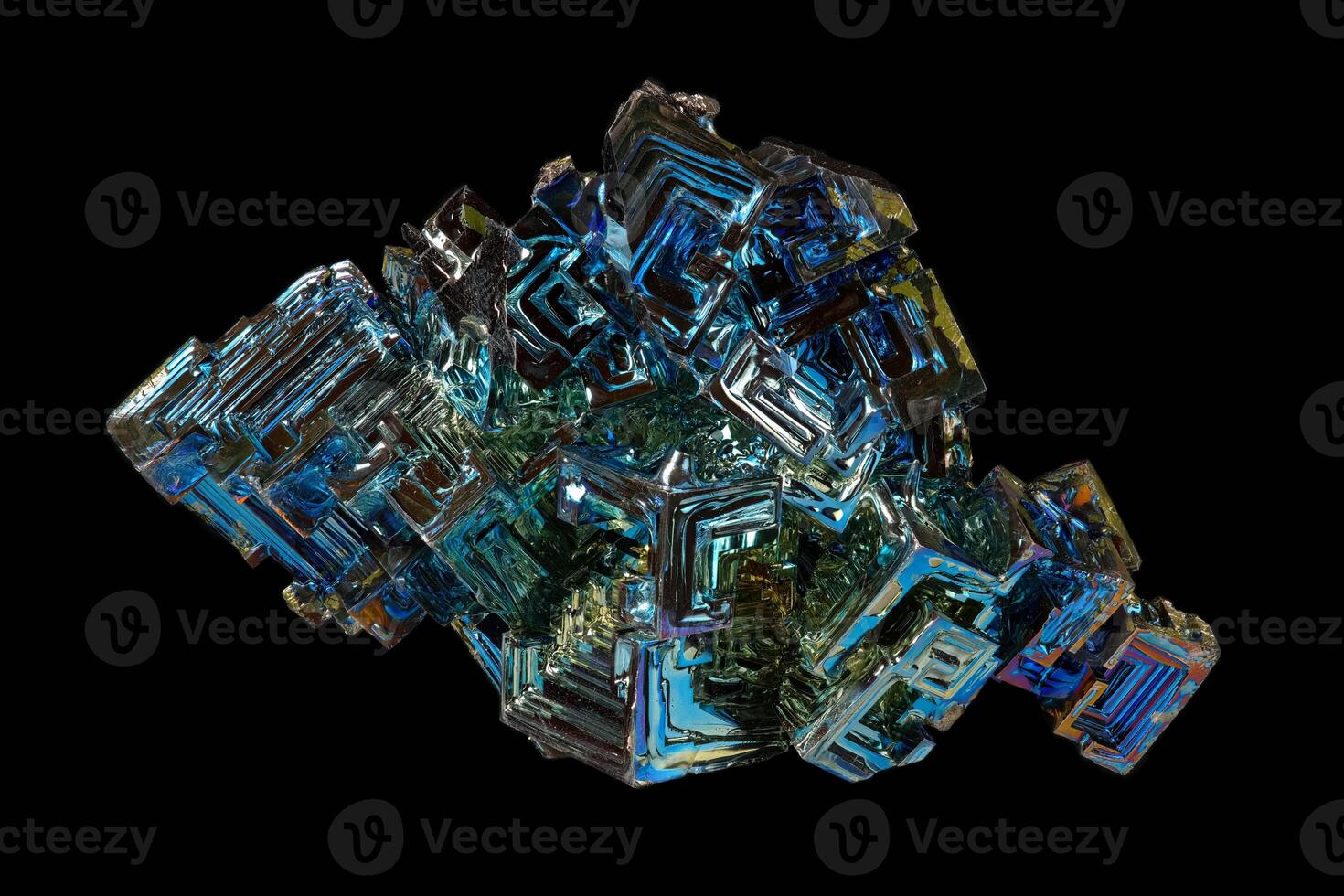 Bismuth, oxidation layer on the surface closeup image photo