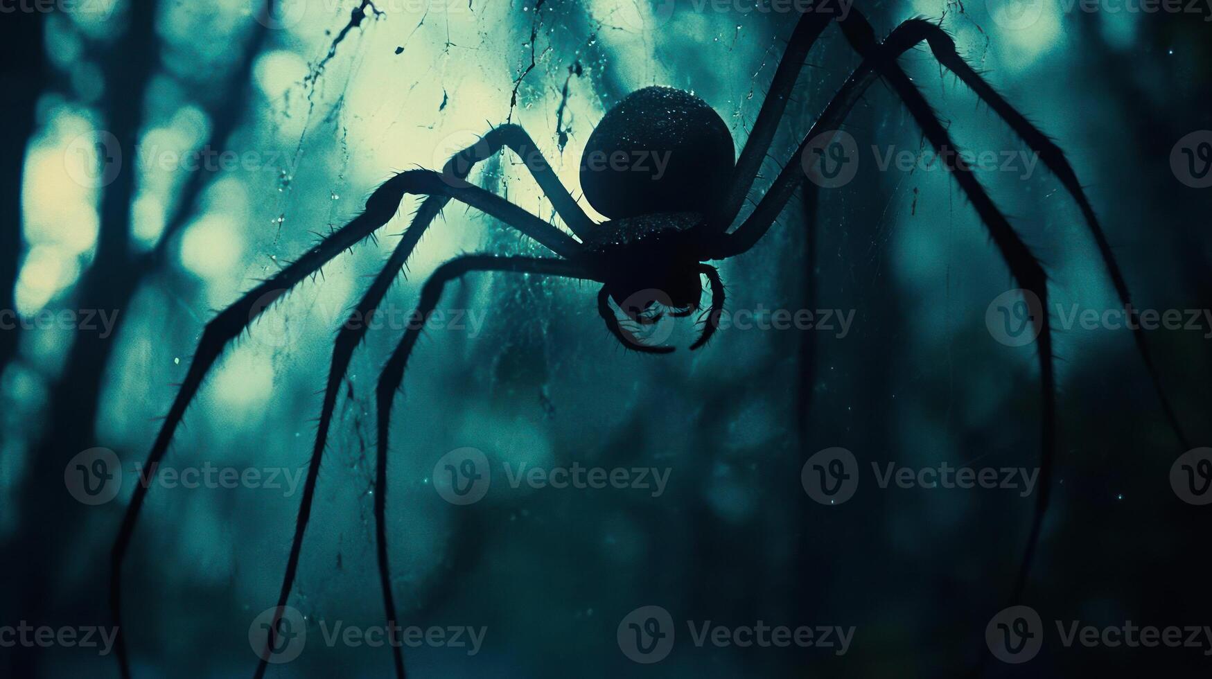 A giant spider is crawling on the window. photo
