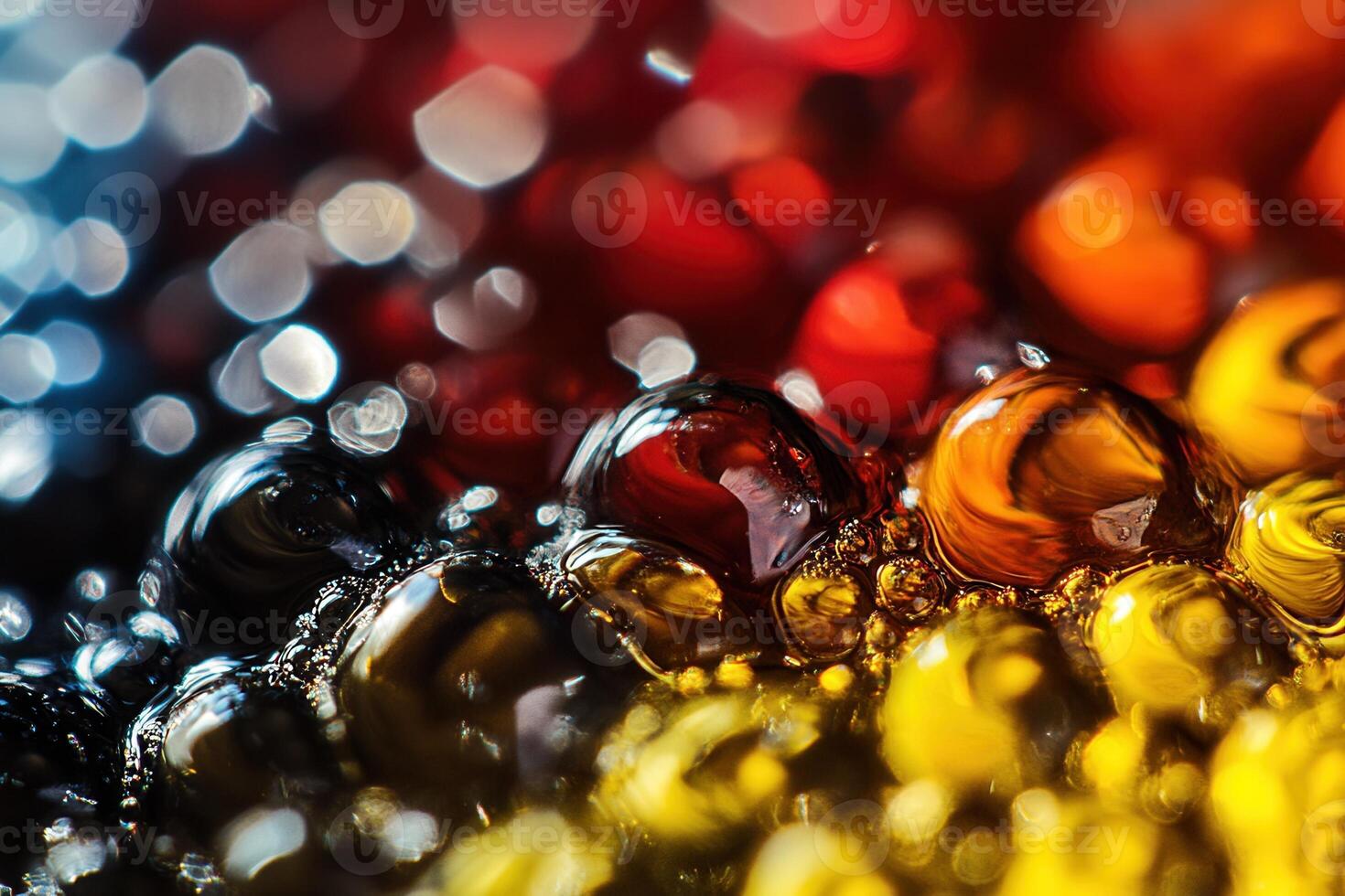 Colorful water drops on a black background photo