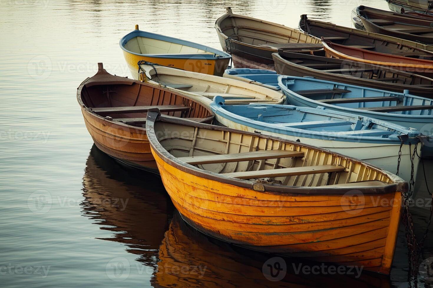A row of boats in the water photo