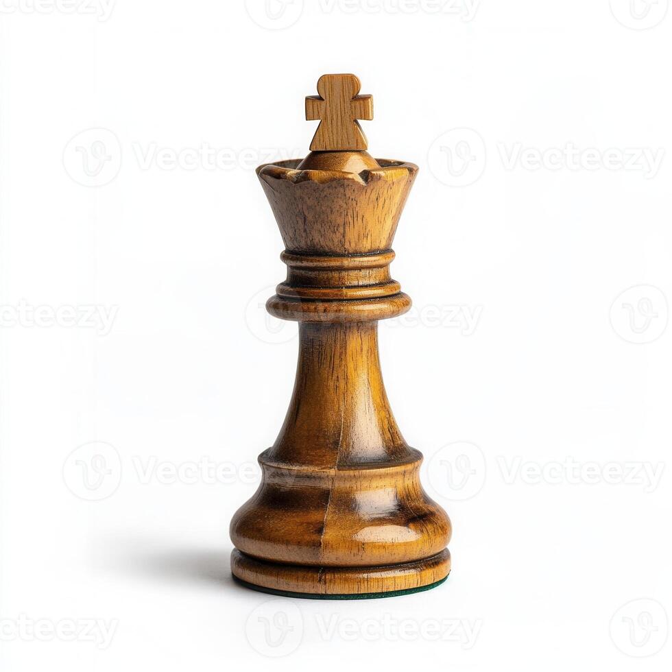 Wooden chess queen, isolated, game strategy photo
