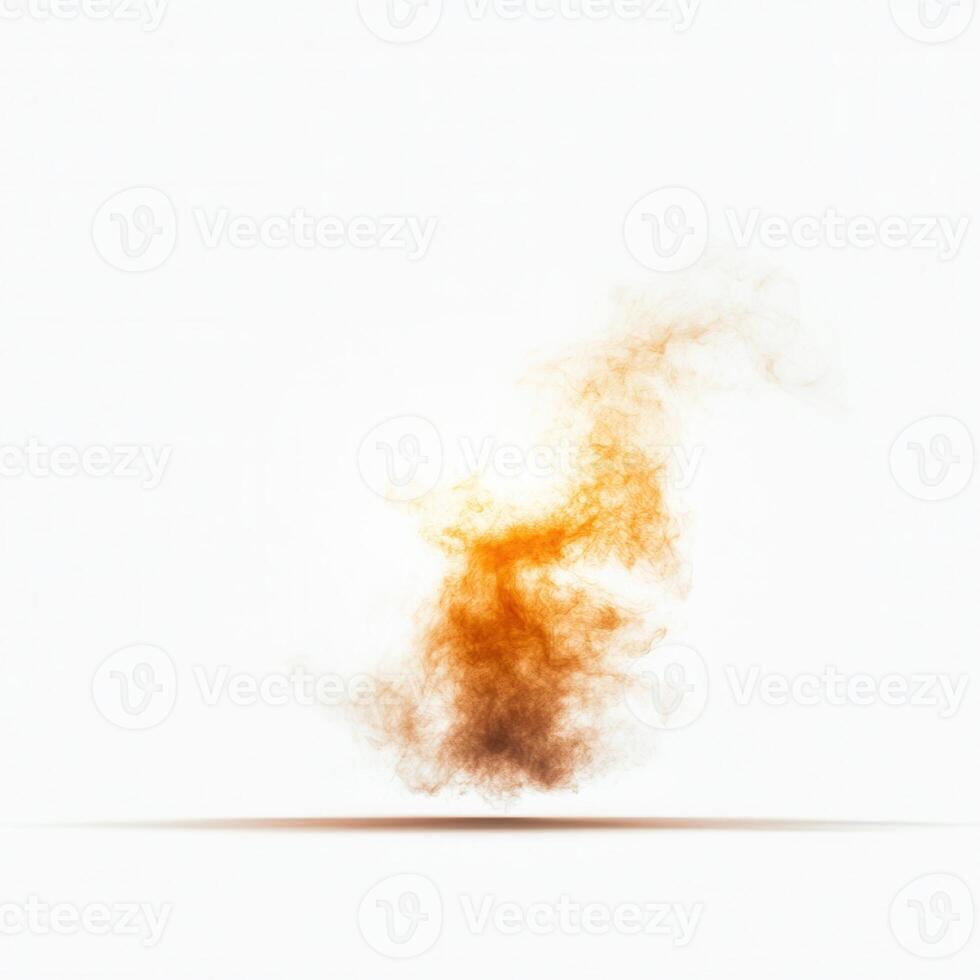 Orange smoke plume rising, white background, design element photo