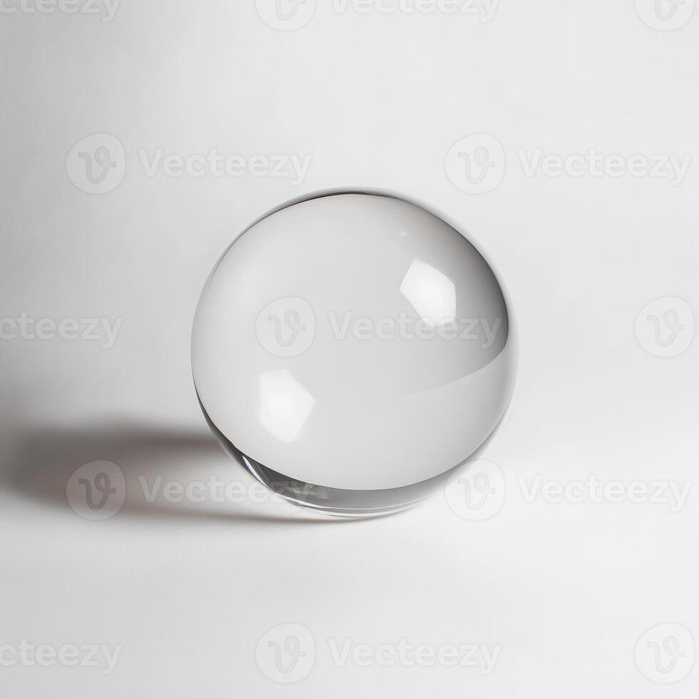 Crystal sphere, studio shot, white backdrop, reflection photo