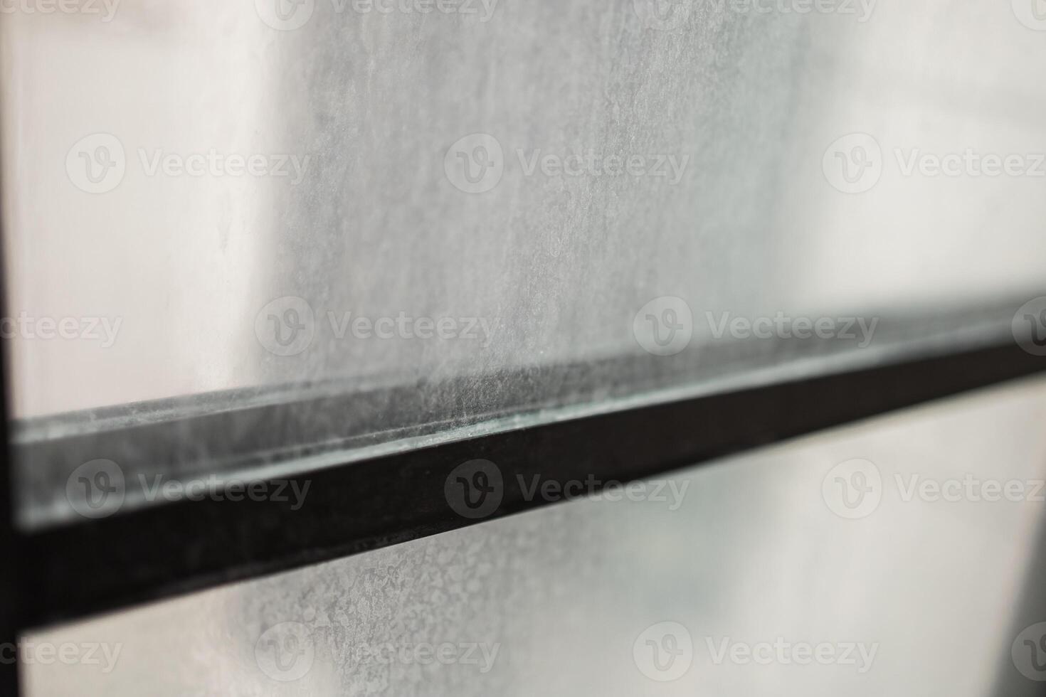 Dirty shower room. Dirty strongly stain on glass door shower room - messy bathroom concept photo