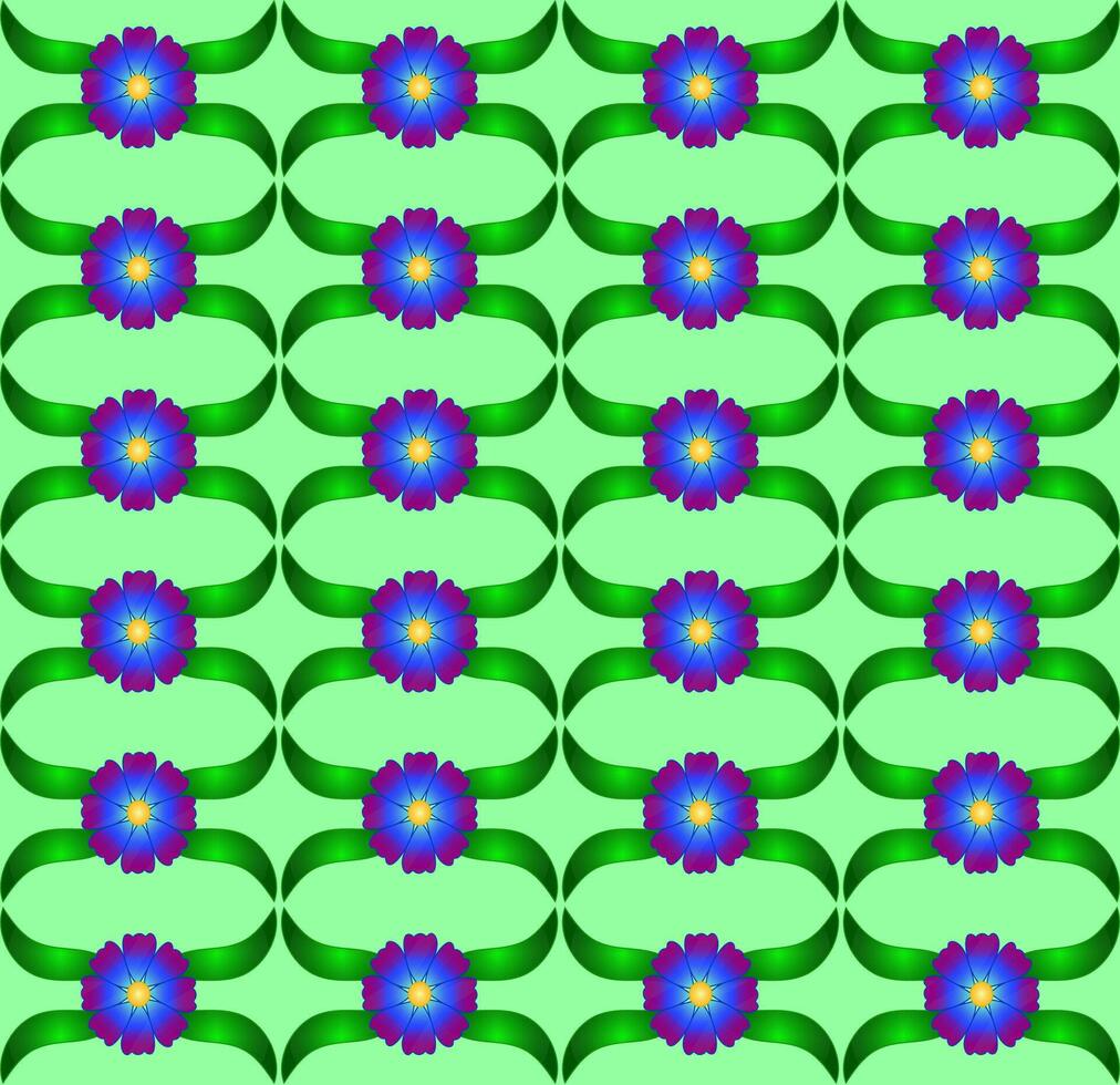 Seamless texture in the form of a beautiful floral pattern of blue flowers on a green background vector