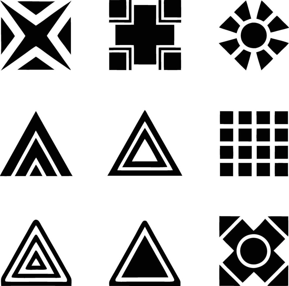 Geometric Black and White Abstract Shapes Design Elements vector