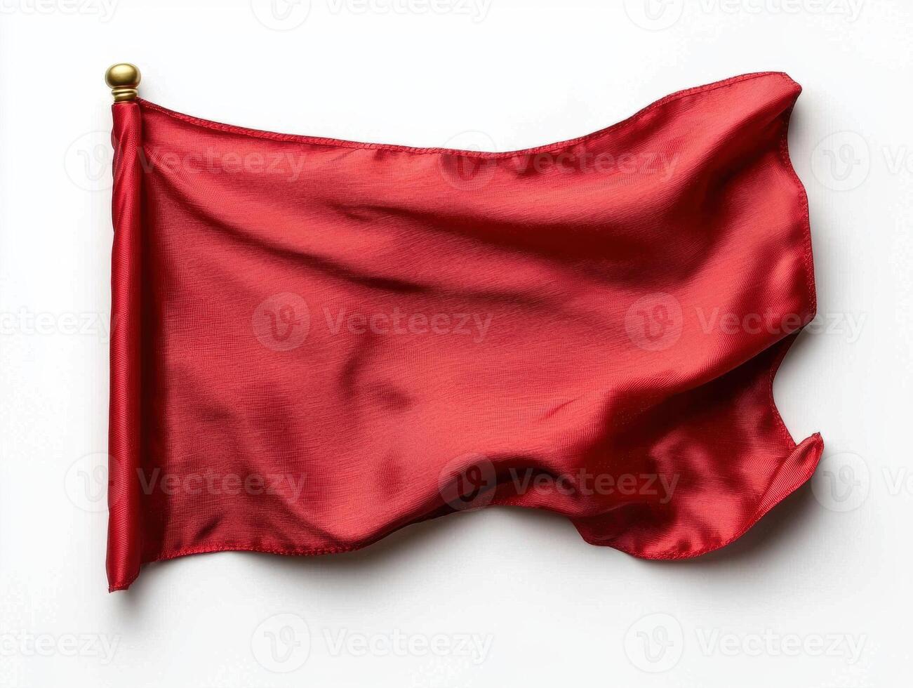 Red flag waving on a white background photo