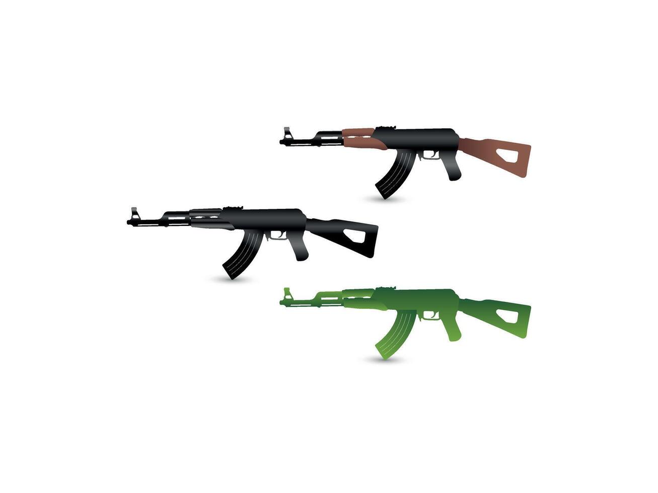 AK 47 Illustration Colorful Metalic Realstick Silhouette vector