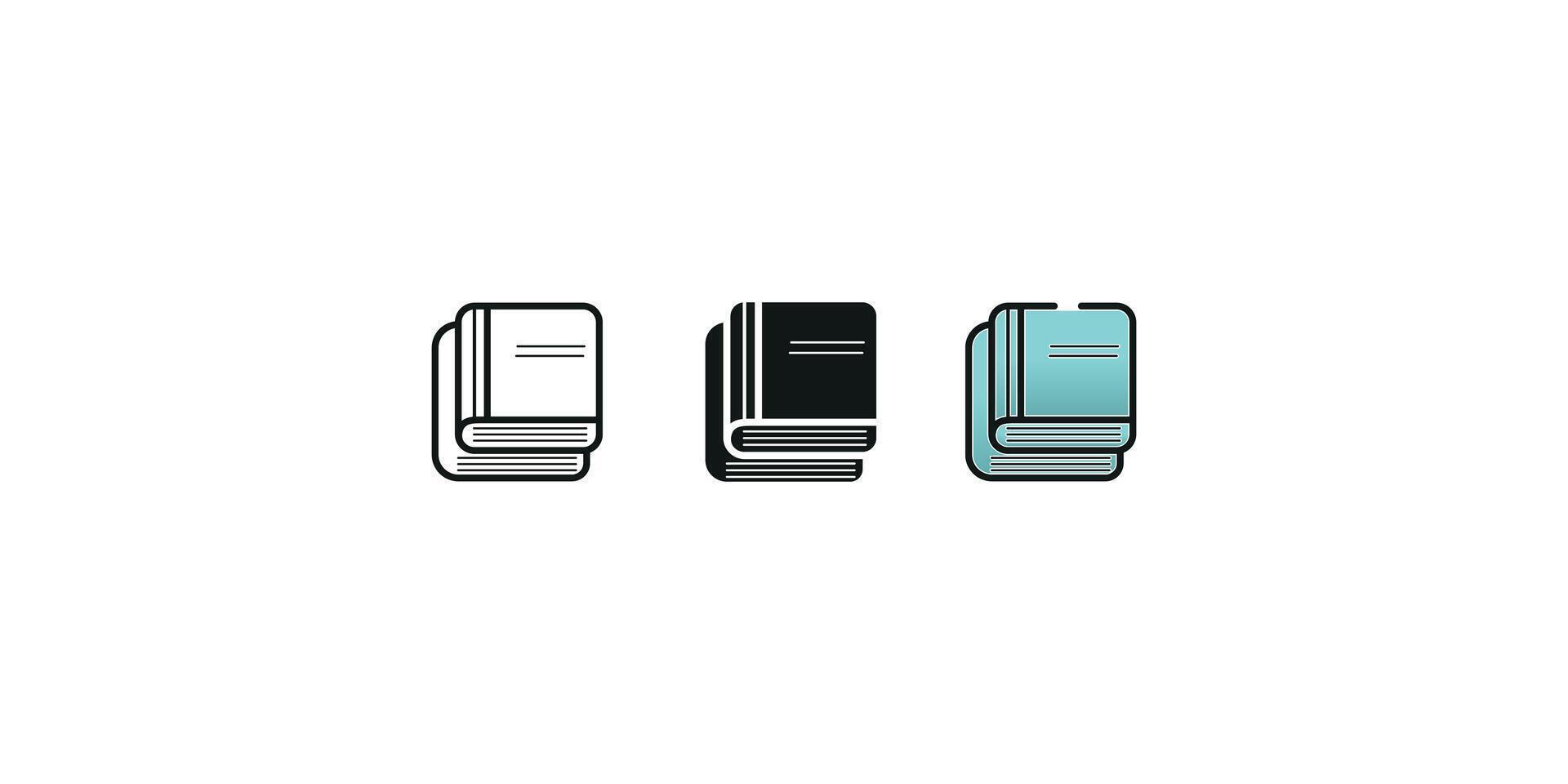 Modern Book Icon Outline Black Silhouette Colorful Gradient Design vector