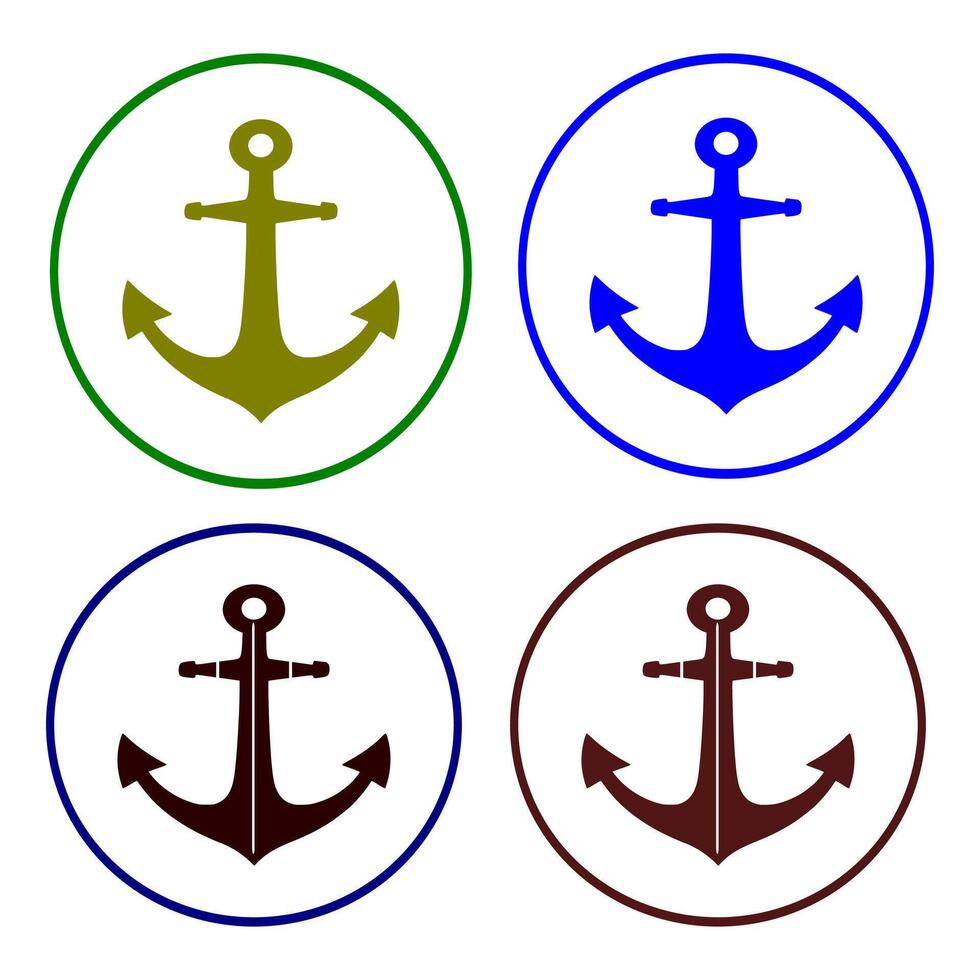 Anchor Set, ship anchor, anchor silhouette vector
