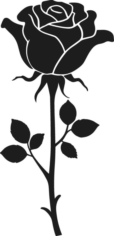 Elegant Long-Stemmed Rose Silhouette Illustration vector