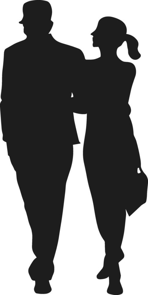 Elegant Couple Walking Together Silhouette - Valentine's Day Illustration vector