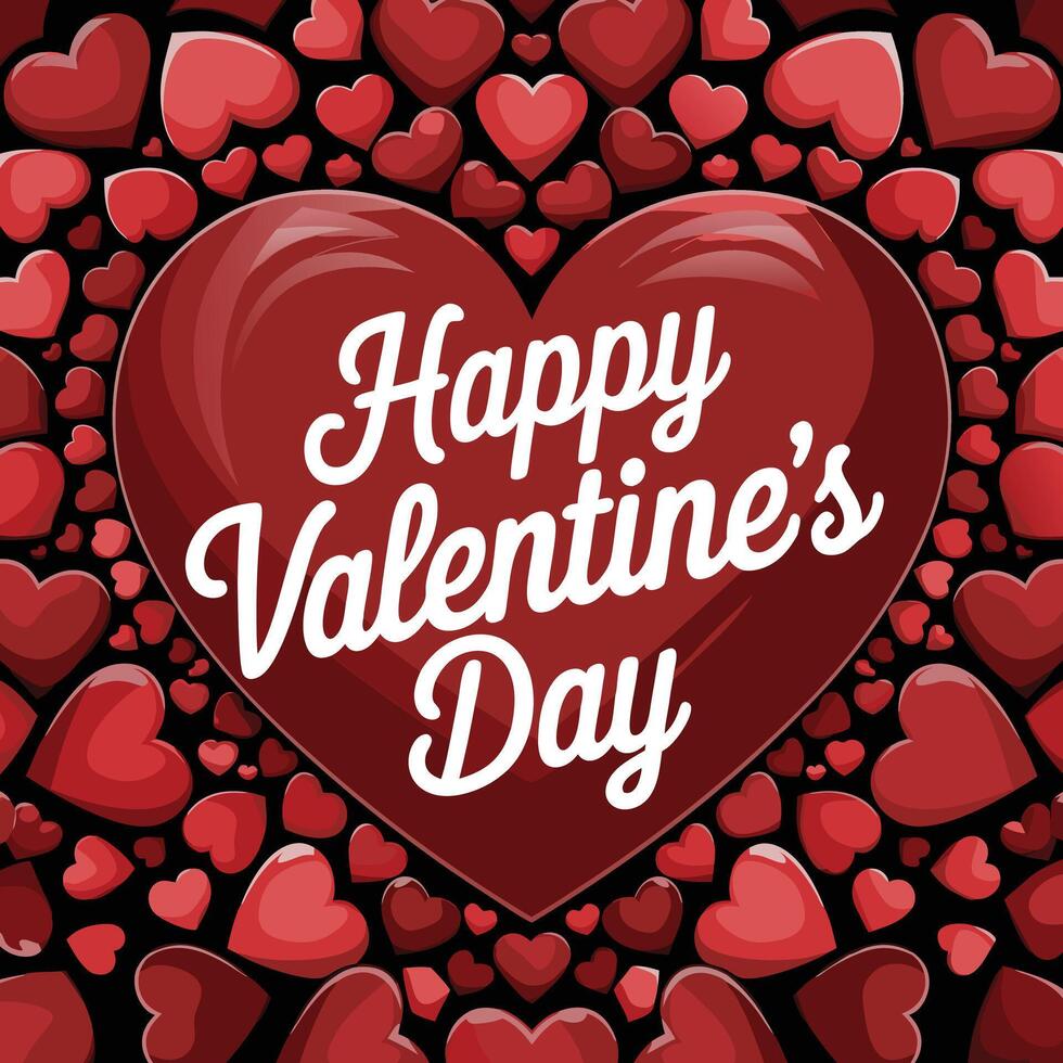 Festive Happy Valentine's Day typography with creative heart details, ideal for romantic occasions and digital use vector