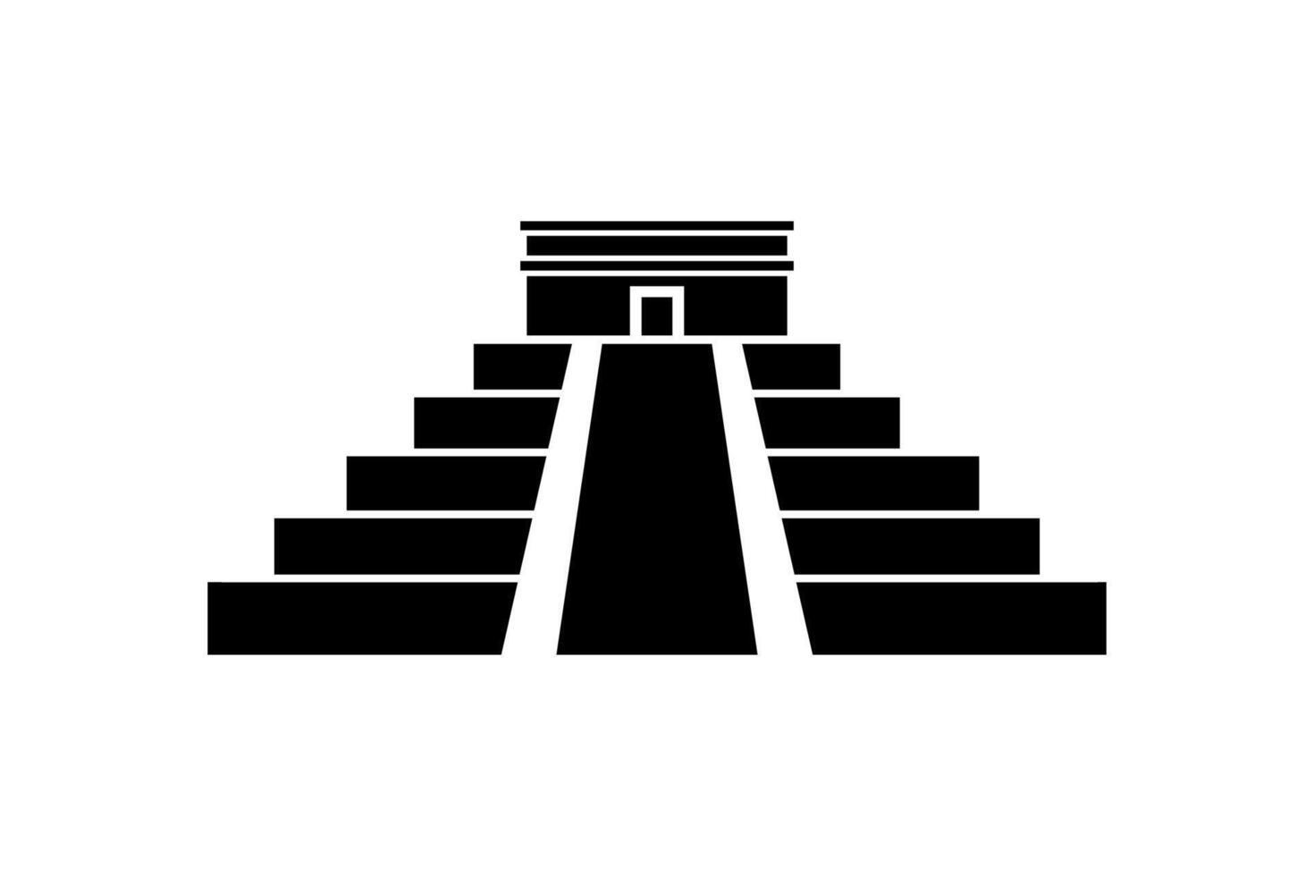 Black Silhouette of Mayan Pyramid Icon vector
