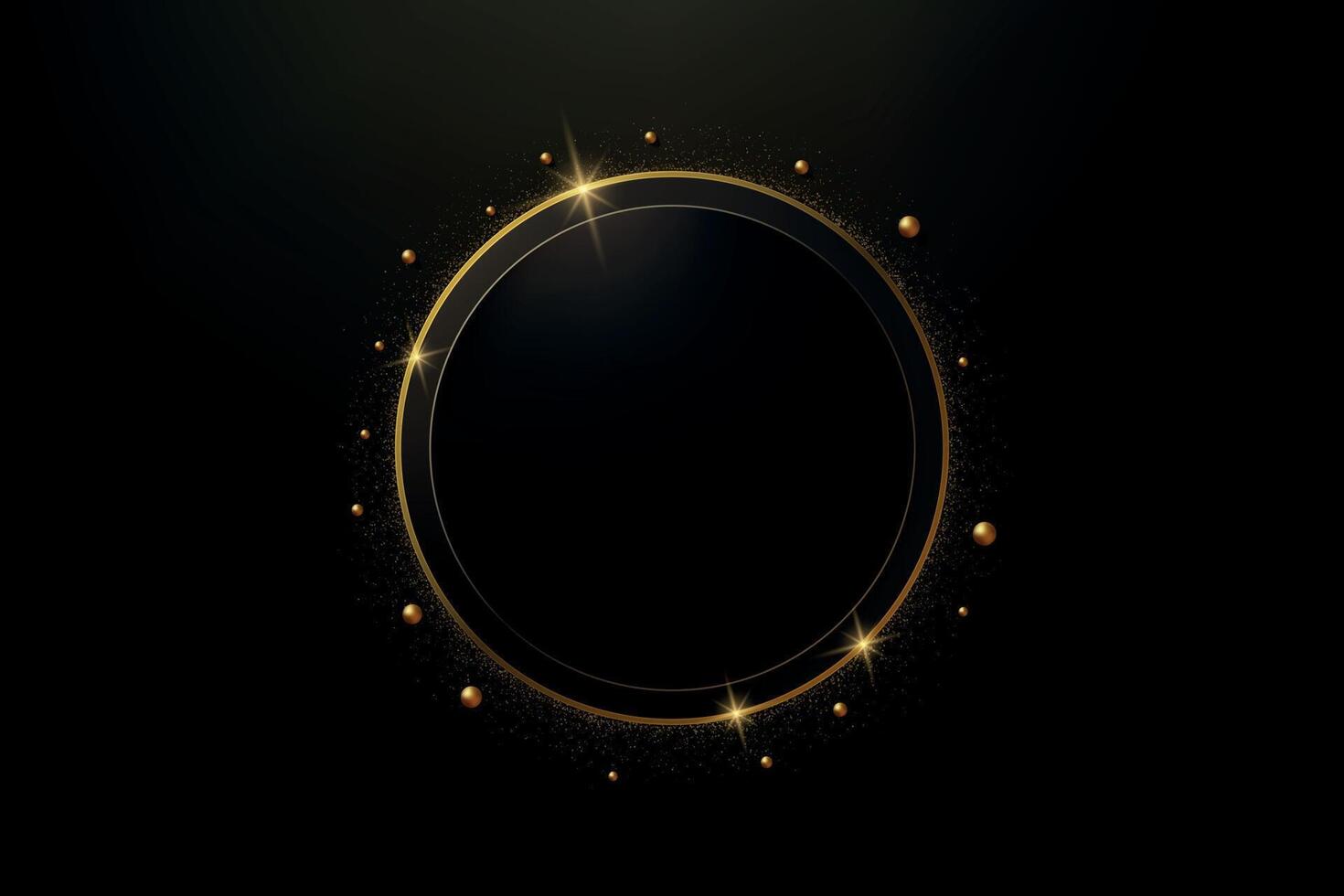 Black Background with Golden Sparkling Circle vector