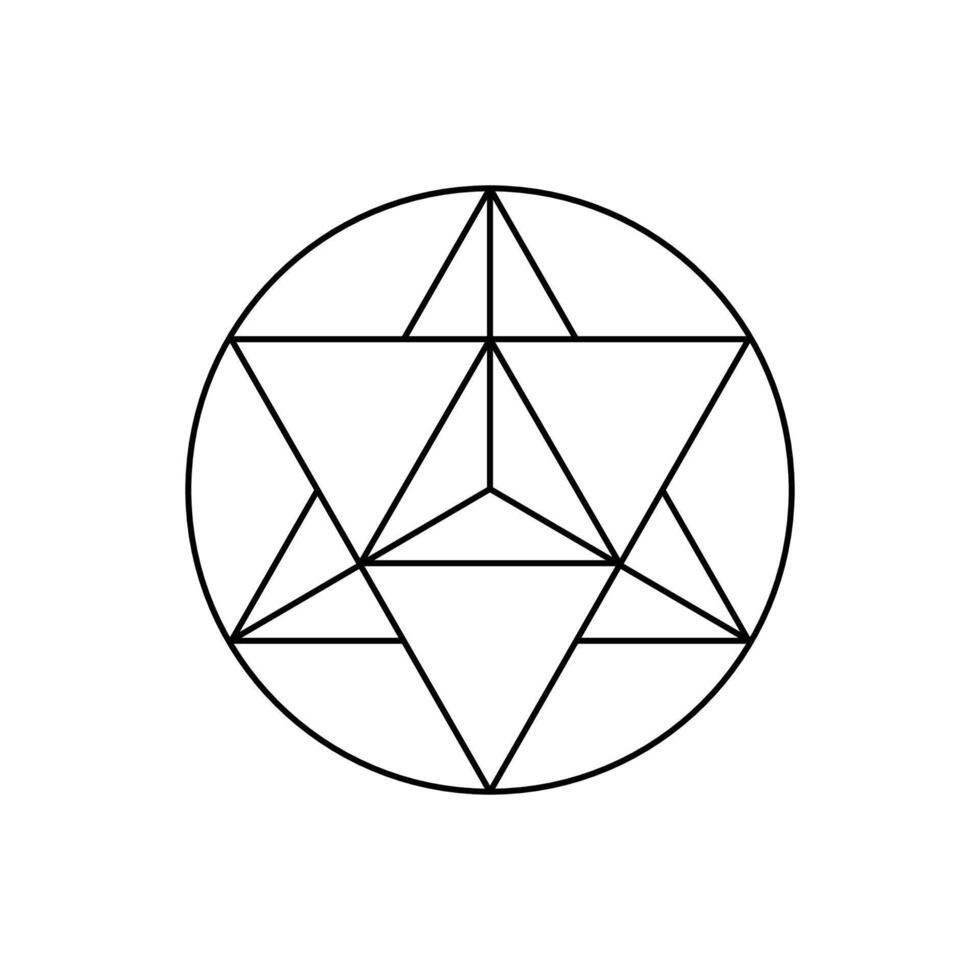 Merkaba Sacred Geometry Symbol with Circular Outline vector
