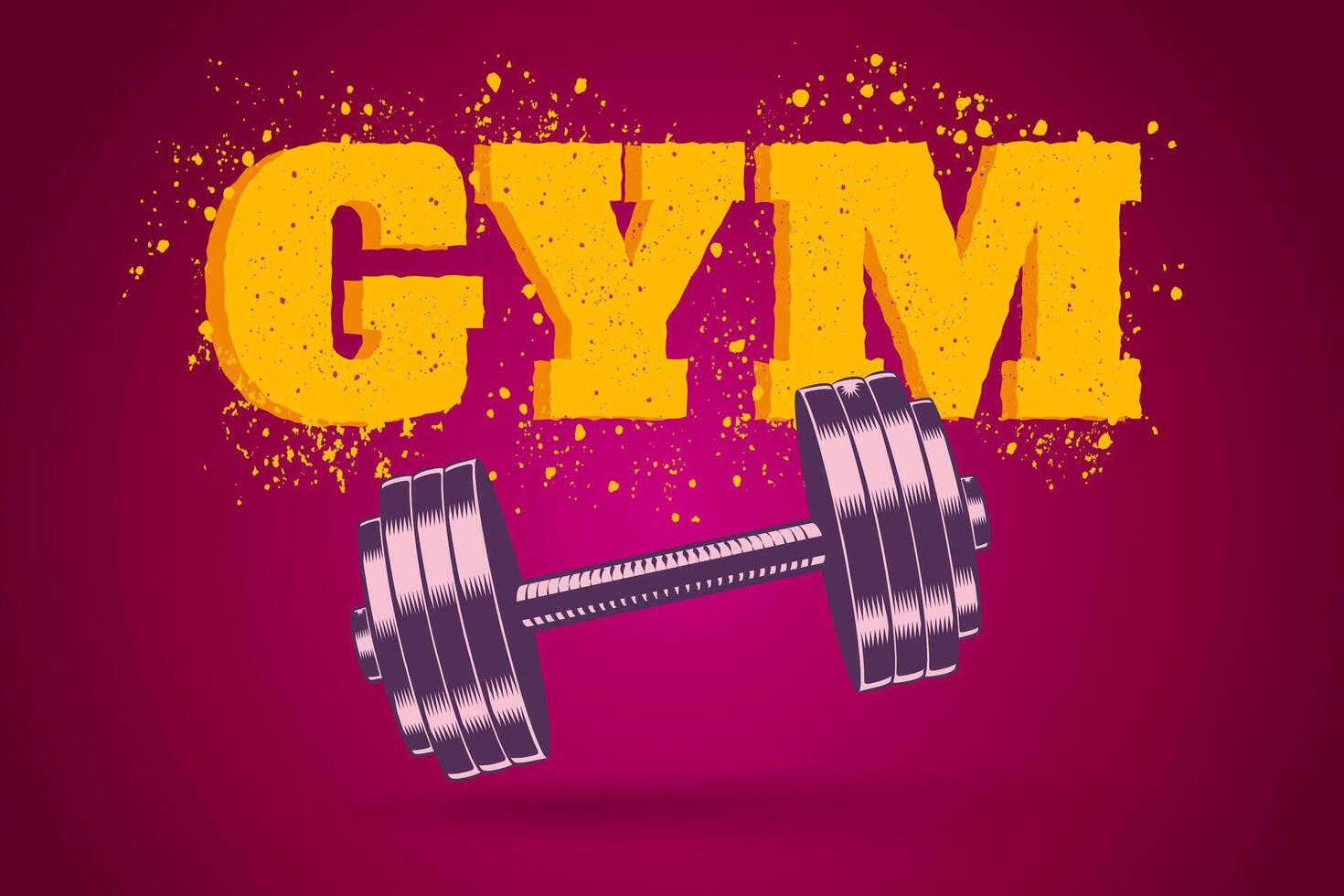 Emblem for fitness club in grunge style with dumbell. vector