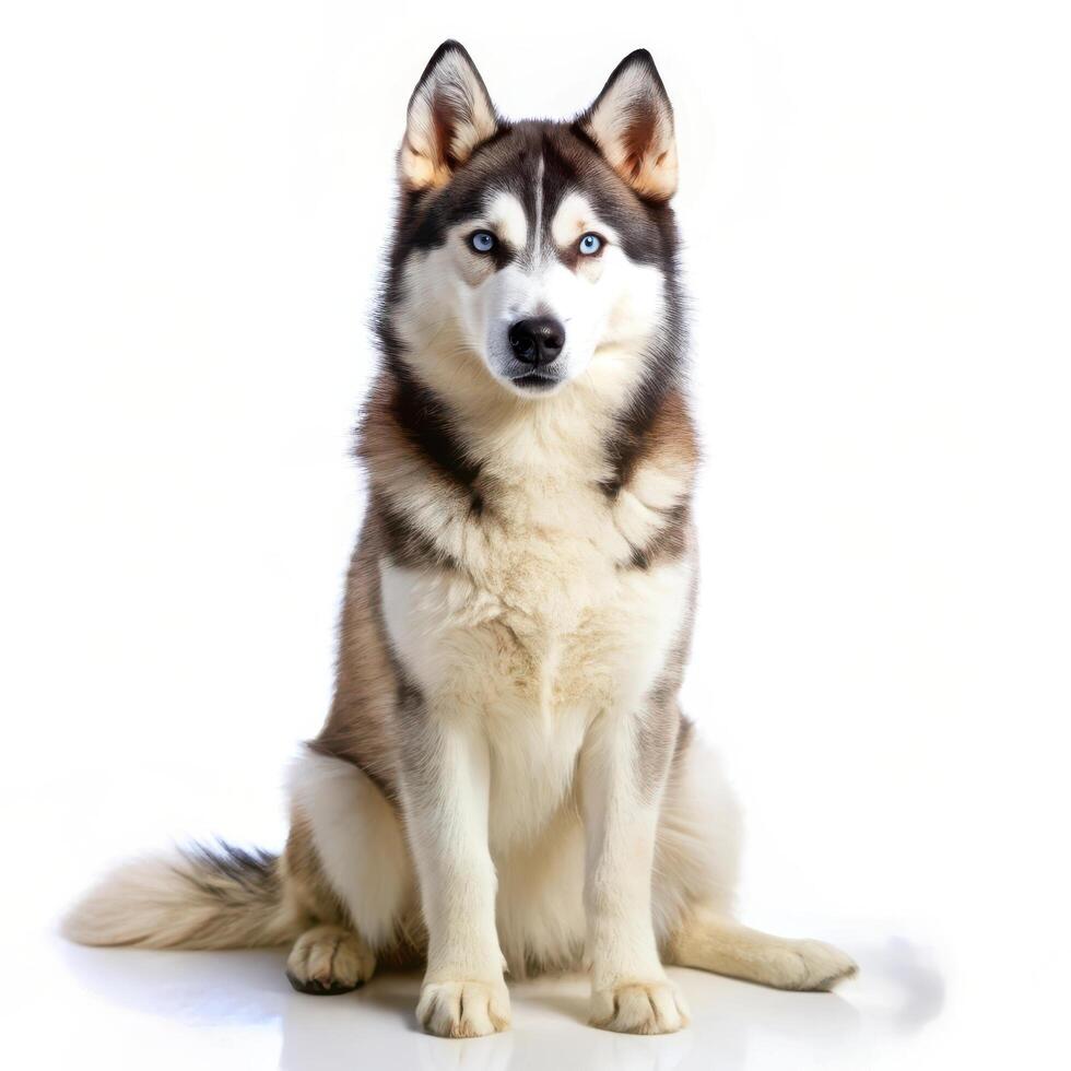 Full View of Siberian Husky Dog on White Background photo