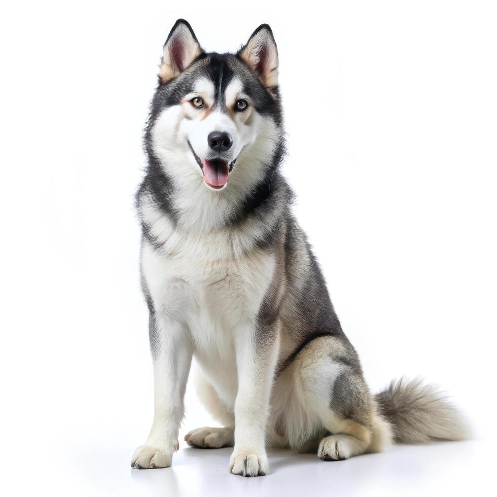 Siberian Husky Dog Full View on White Background photo