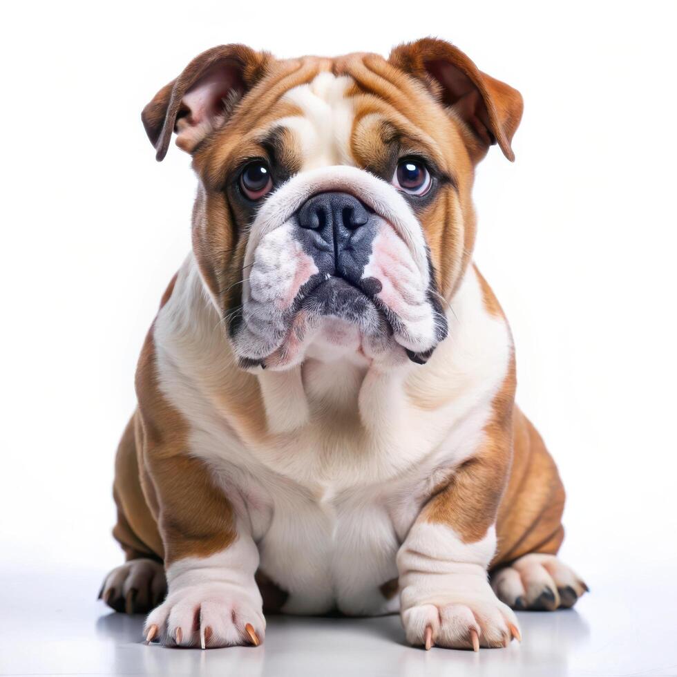 Adorable Bulldog with White color Background photo