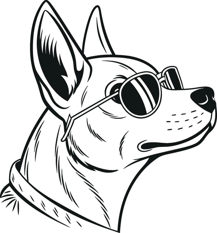 Trendy Dog Head Illustrations with Sunglasses vector