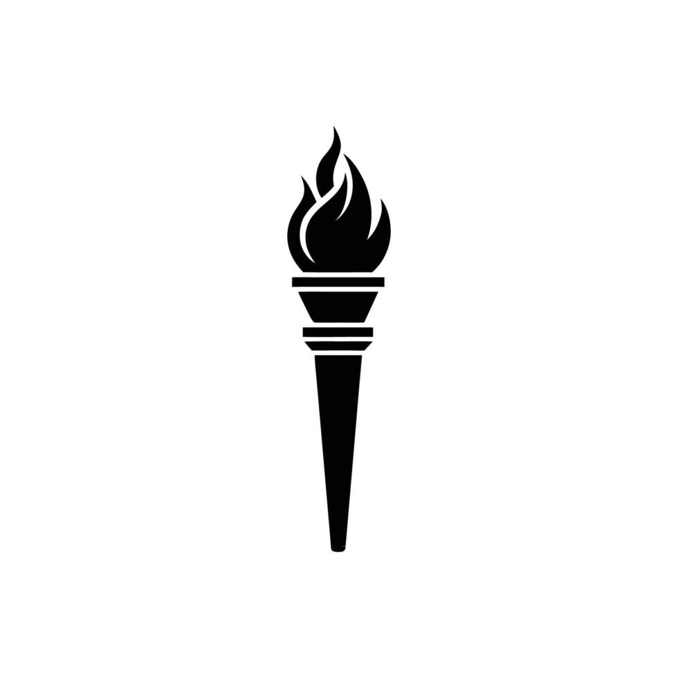 A black and white image of a torch with a flame vector