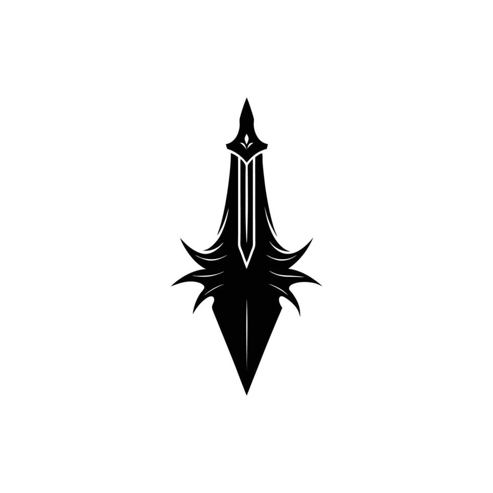 A black and white logo of a sword vector