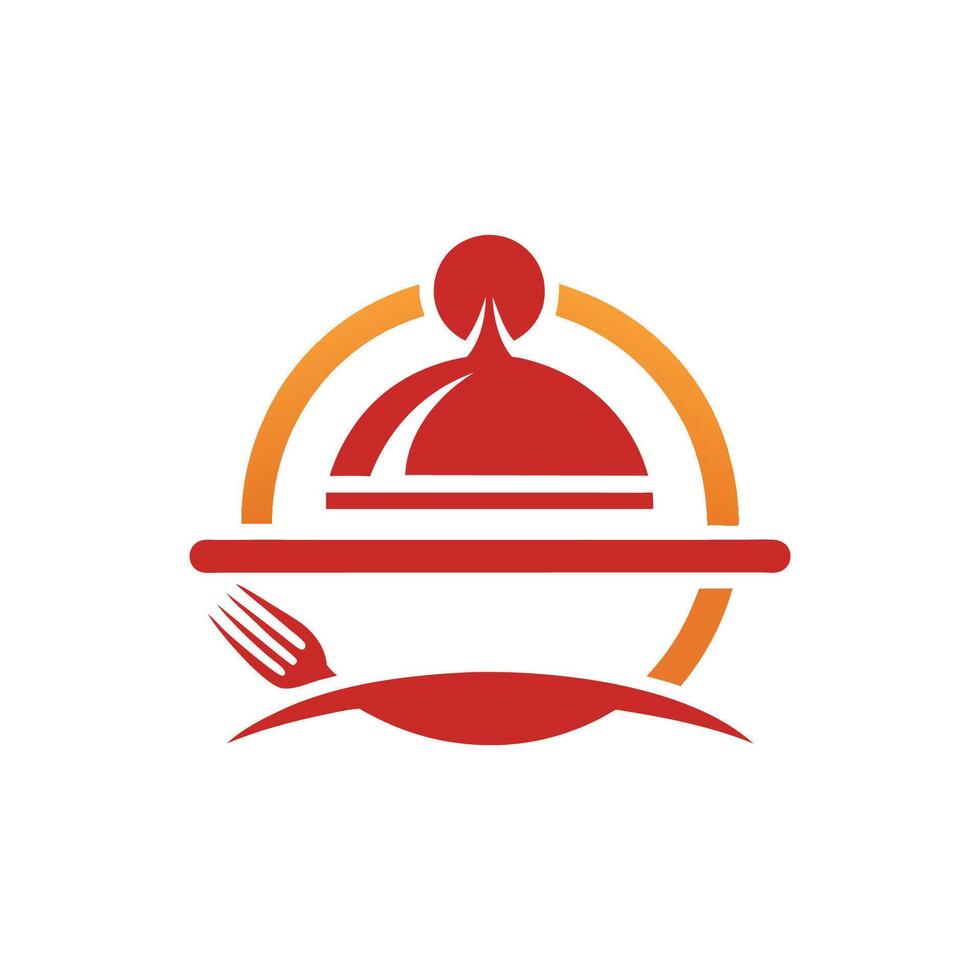 A logo for a restaurant with a plate and fork vector