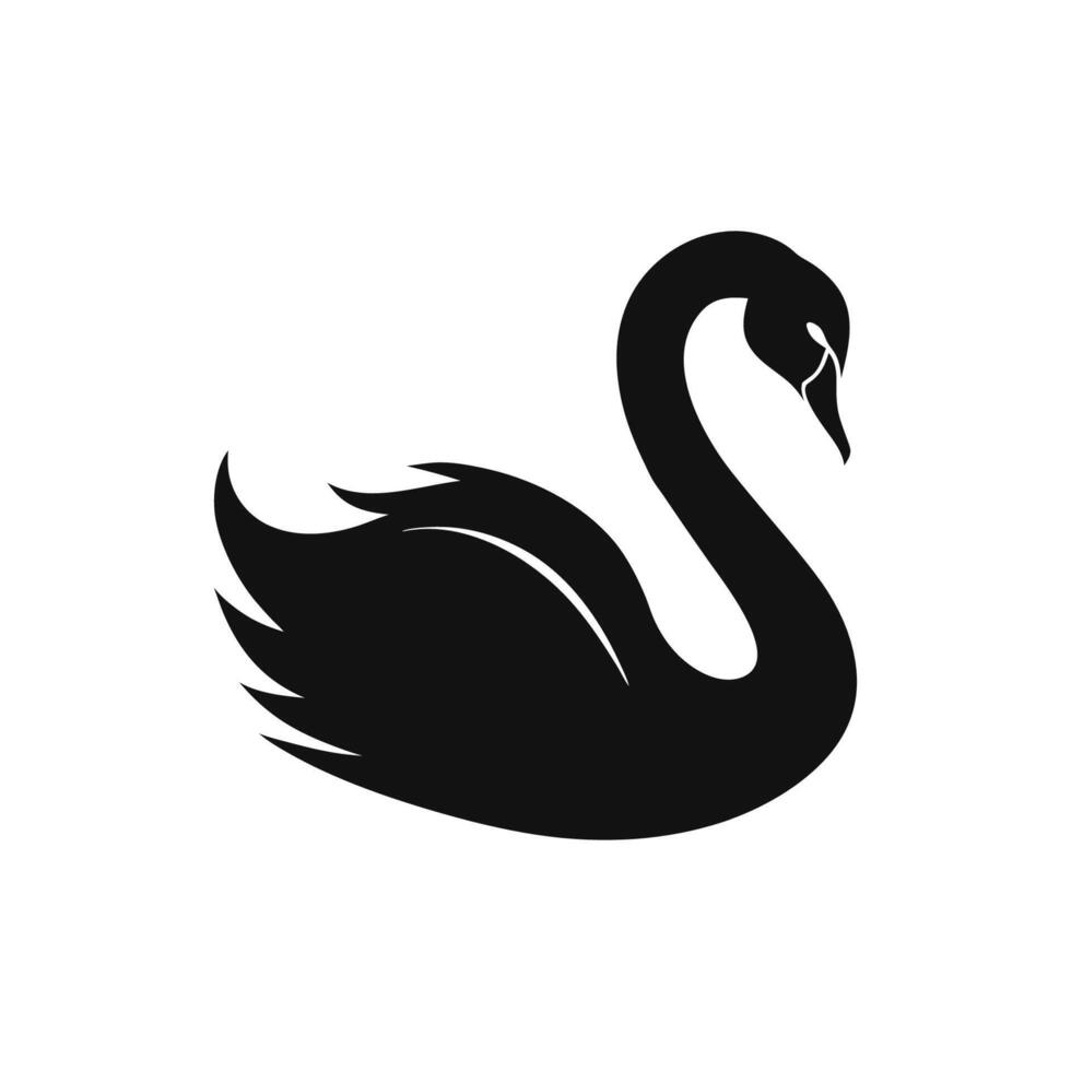 Black swan silhouette on white background vector