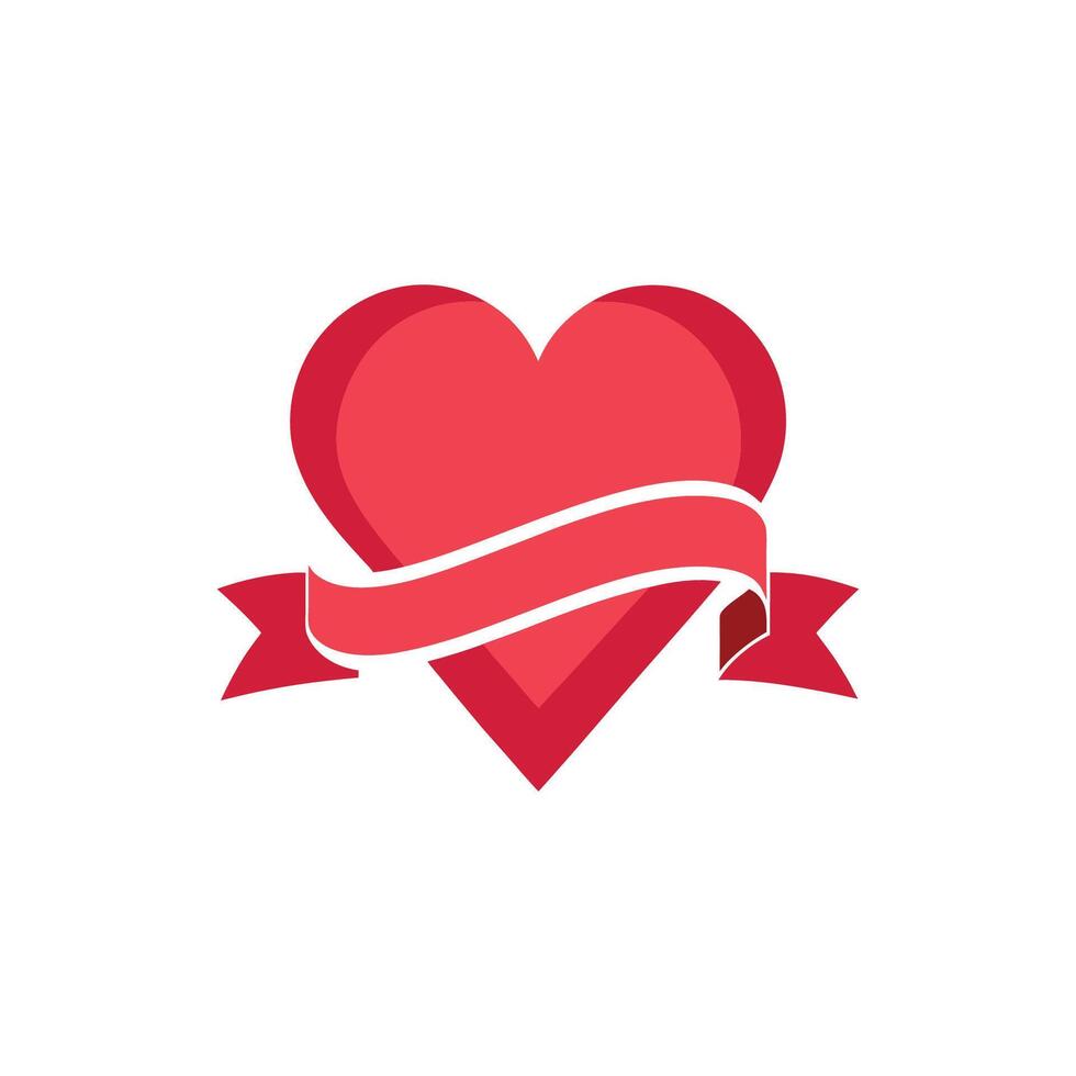 Heart with ribbon icon illustration vector