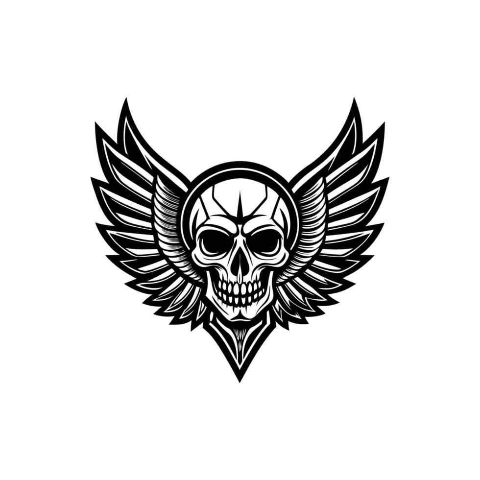 Skull with wings illustration vector