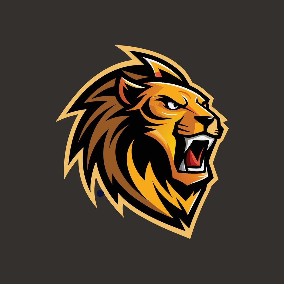Lion head logo design for a sports team vector