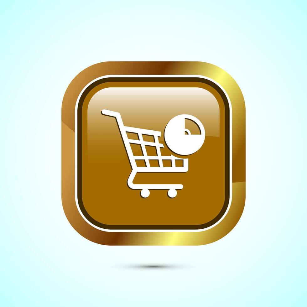 en línea compras icono diseño ilustración. compras símbolo para aplicaciones y sitios web oro color cuadrado botón diseño vector