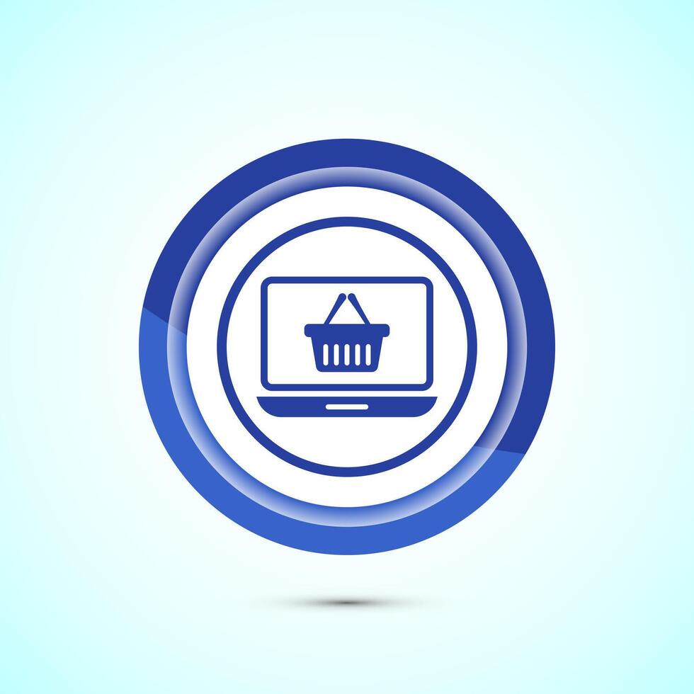 Online shopping icon design illustration. Shopping symbol for apps and websites. Blue color button design vector