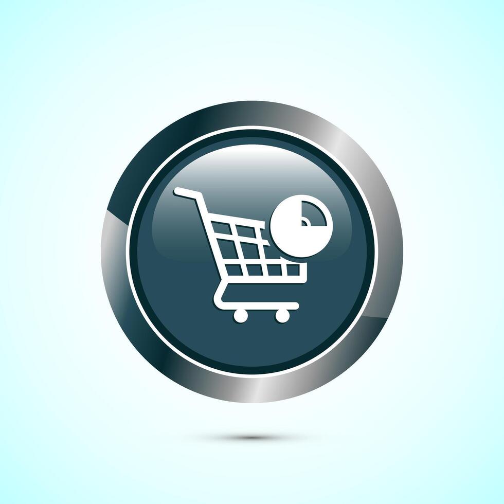 Online shopping icon design illustration. Shopping symbol for apps and websites. Gray color round button design vector