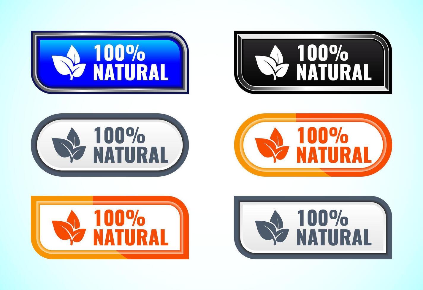 Natural button set of different shapes and colors. Suitable for mobile app, and website vector