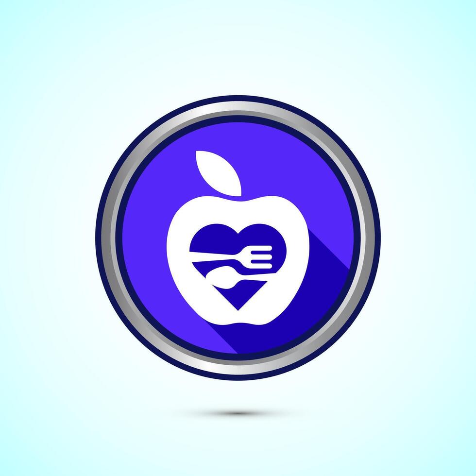 Healthy eating icon design illustration. Healthy food sign symbol. Blue shadow button design vector