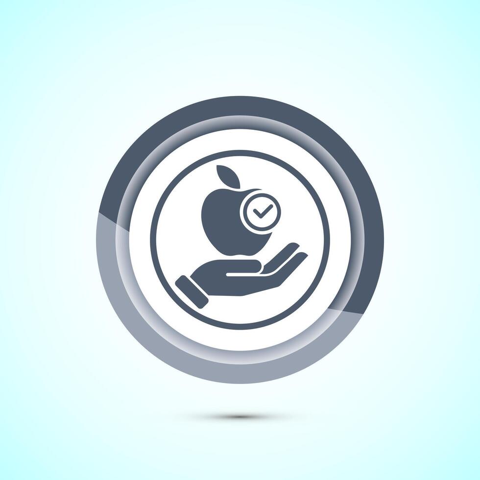 Healthy eating icon design illustration. Healthy food sign symbol. Gray color button design vector