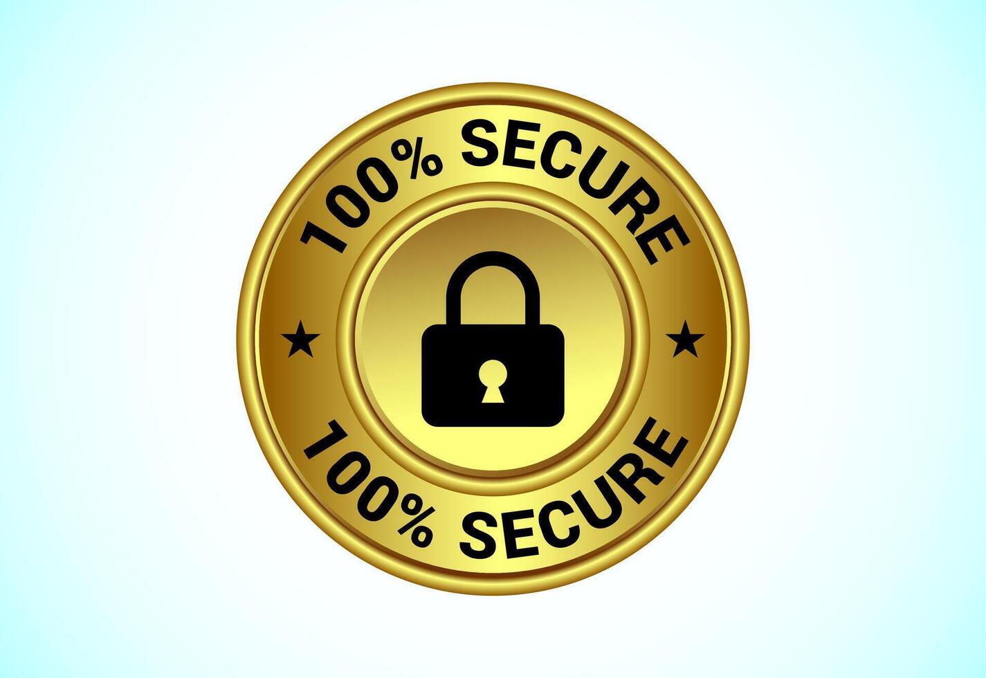 100 Secure button design illustration in gold color. Suitable for mobile app, and website vector