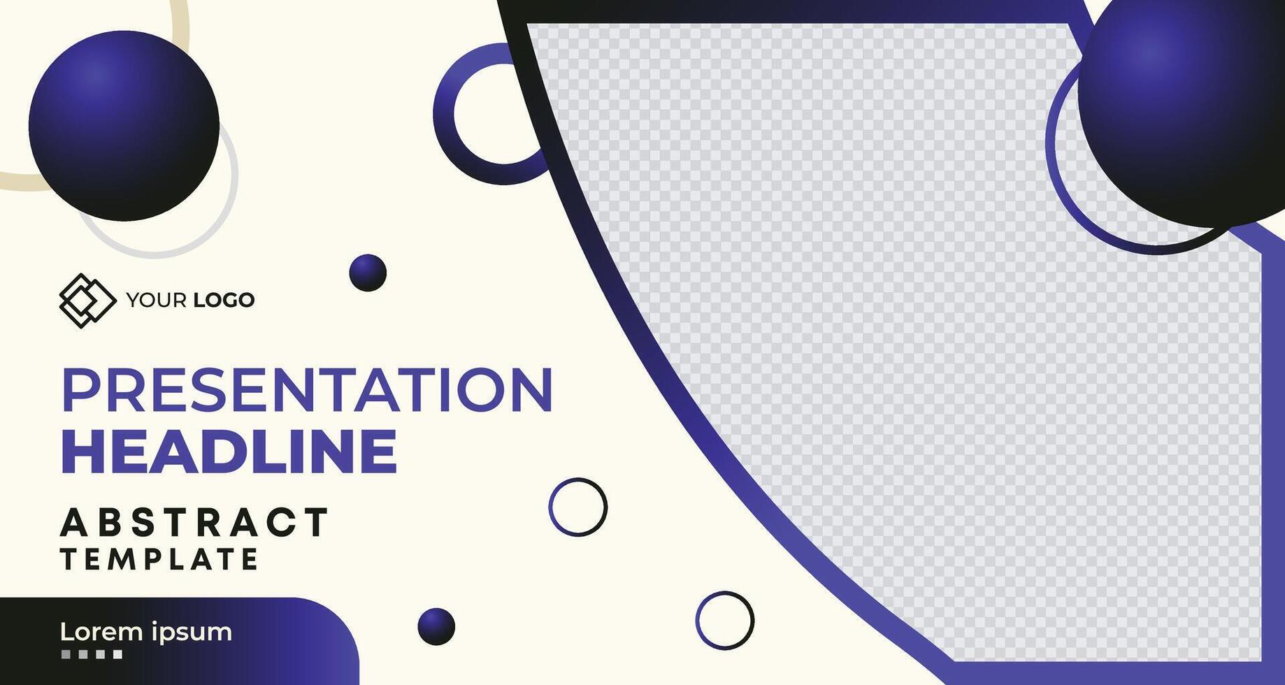 Creative business presentation banner with blue and white geometric accents, customizable placeholders, and a modern layout, perfect for branding and advertising purposes vector