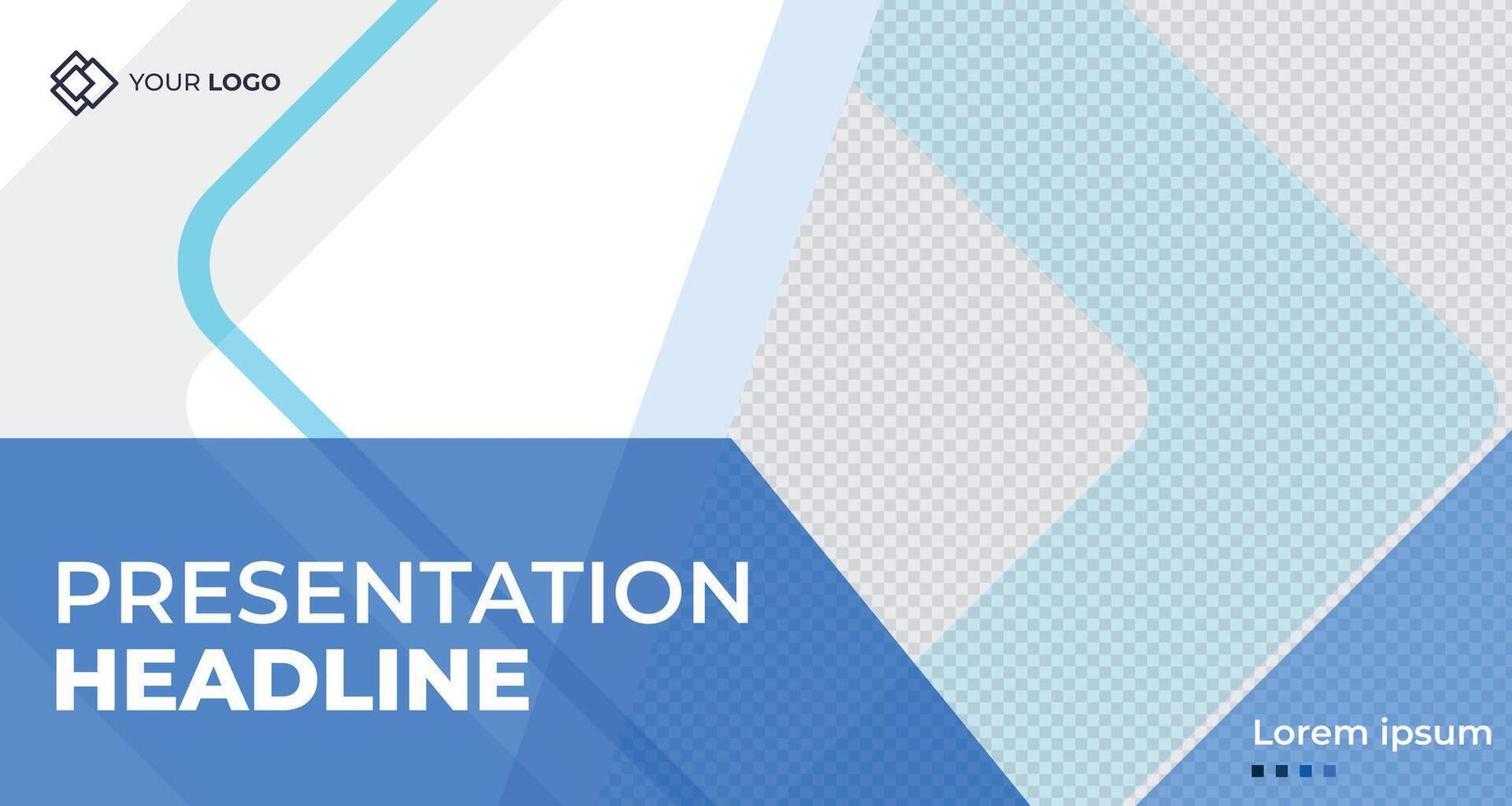 Minimalist blue and white business presentation template with geometric patterns and customizable placeholders, ideal for professional branding and marketing projects vector