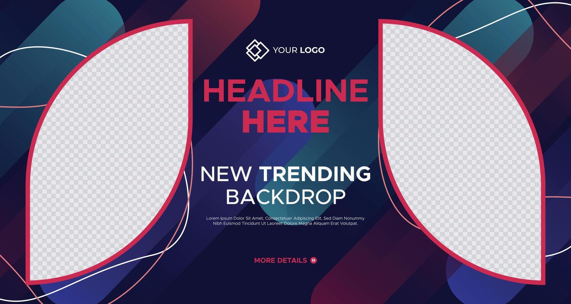 Vibrant business banner design with colorful geometric patterns, customizable placeholders, and text areas, ideal for advertising, social media, and modern marketing projects vector
