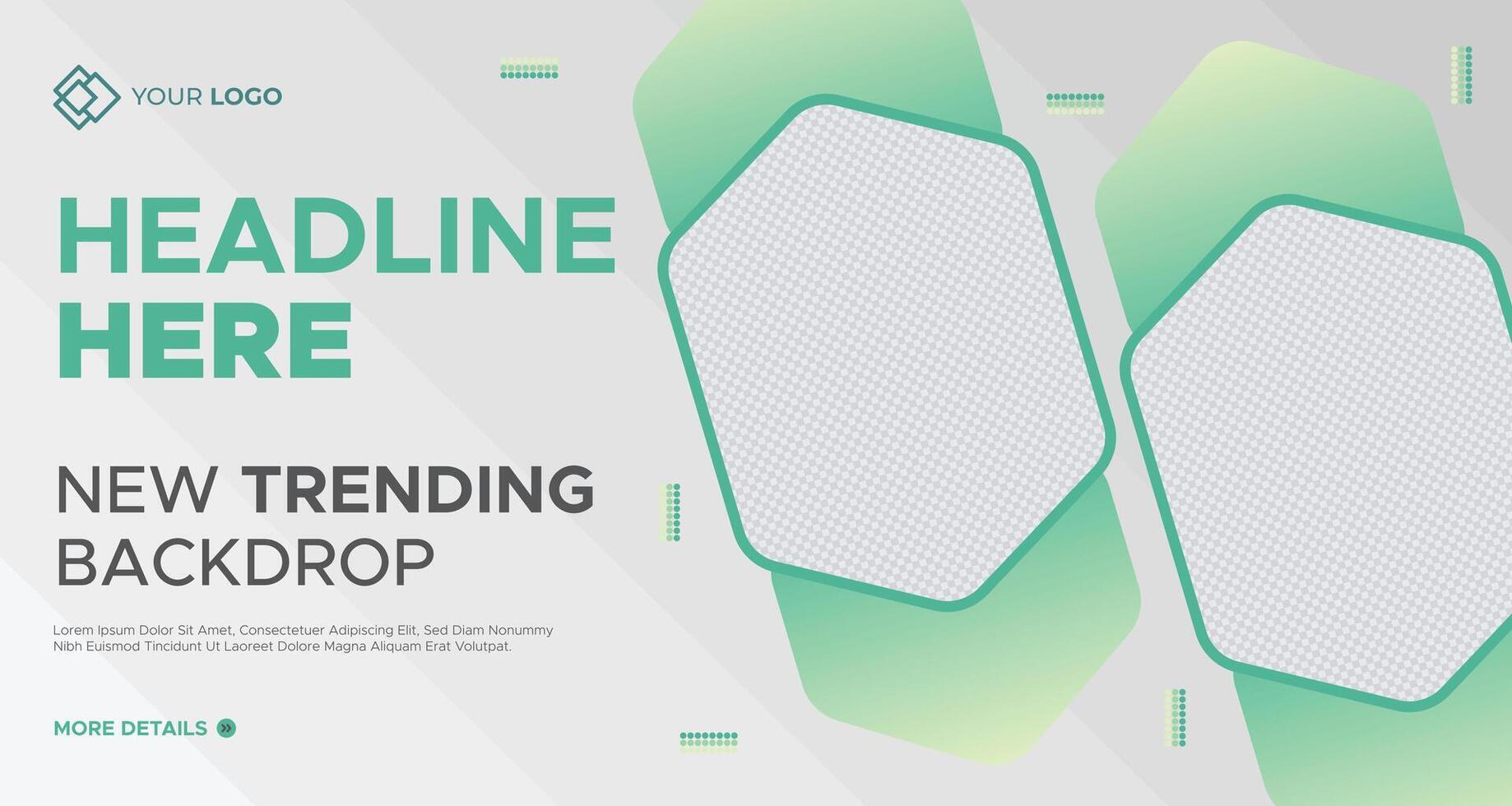 Modern business banner with light green and white hexagonal patterns, customizable placeholders, and text space, ideal for professional marketing and social media campaigns vector