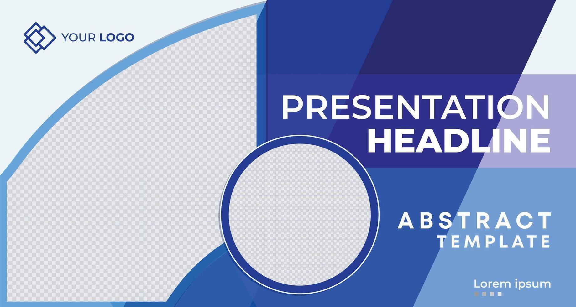 Creative blue business presentation banner with circular accents and clean lines, customizable placeholders, perfect for branding, marketing, and professional advertising vector