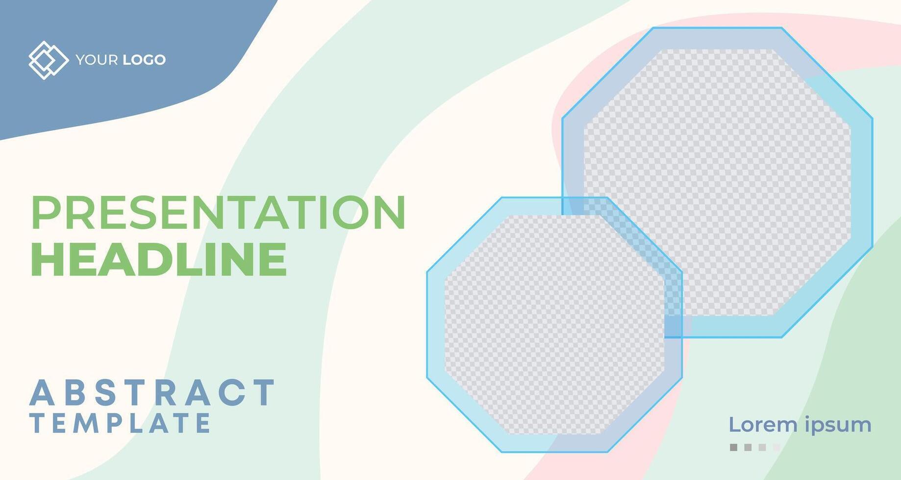 Minimalist pastel-colored business presentation banner with hexagonal patterns, customizable placeholders, and a clean layout, perfect for professional marketing projects vector