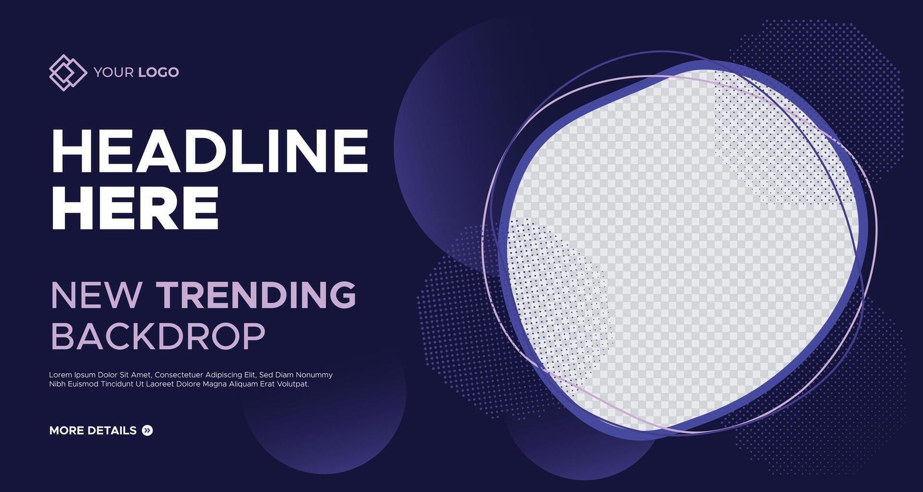 Professional dark blue business banner with circular elements, customizable text space, and sleek design, ideal for social media, marketing, and corporate advertisements vector