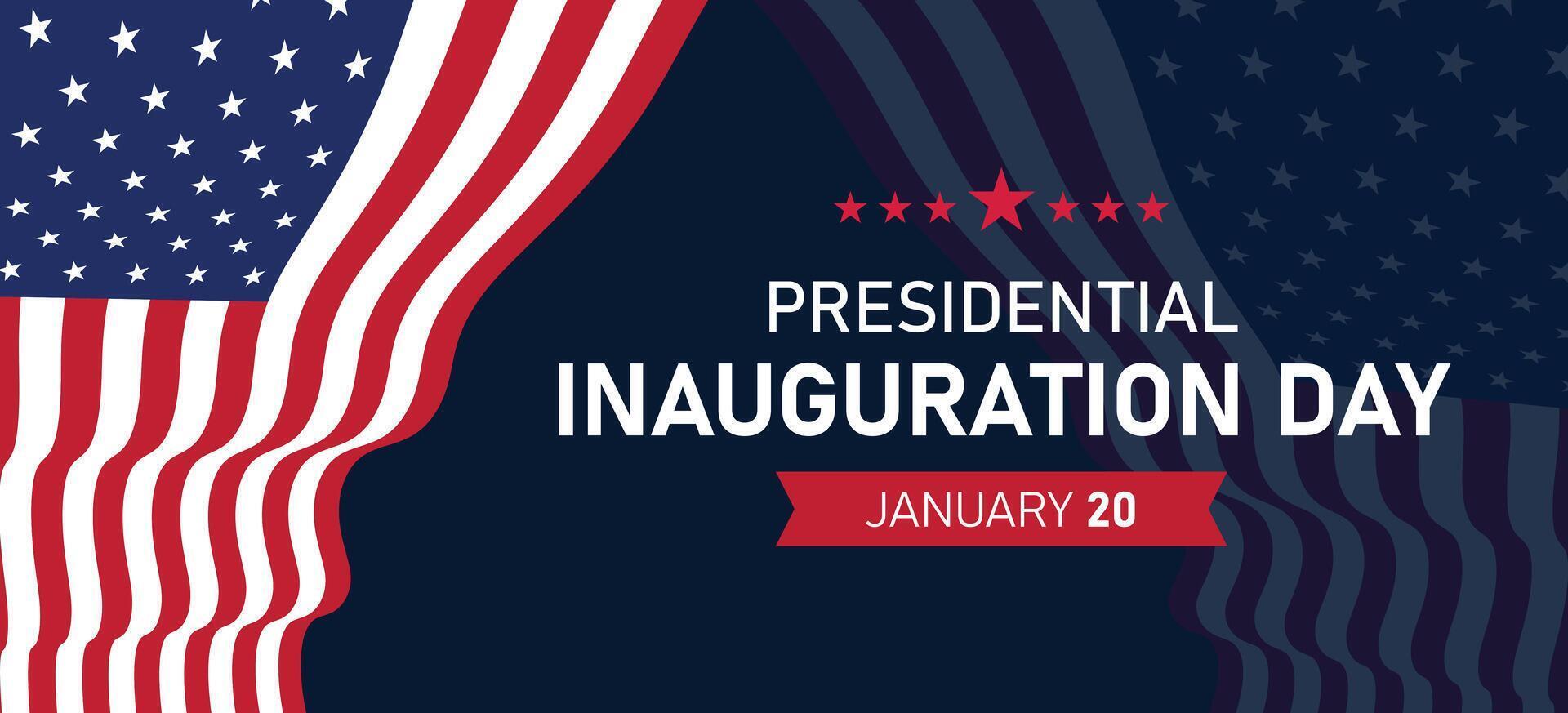 Presidential inauguration day design featuring American flag patterns and dark blue background with modern red and blue accents vector